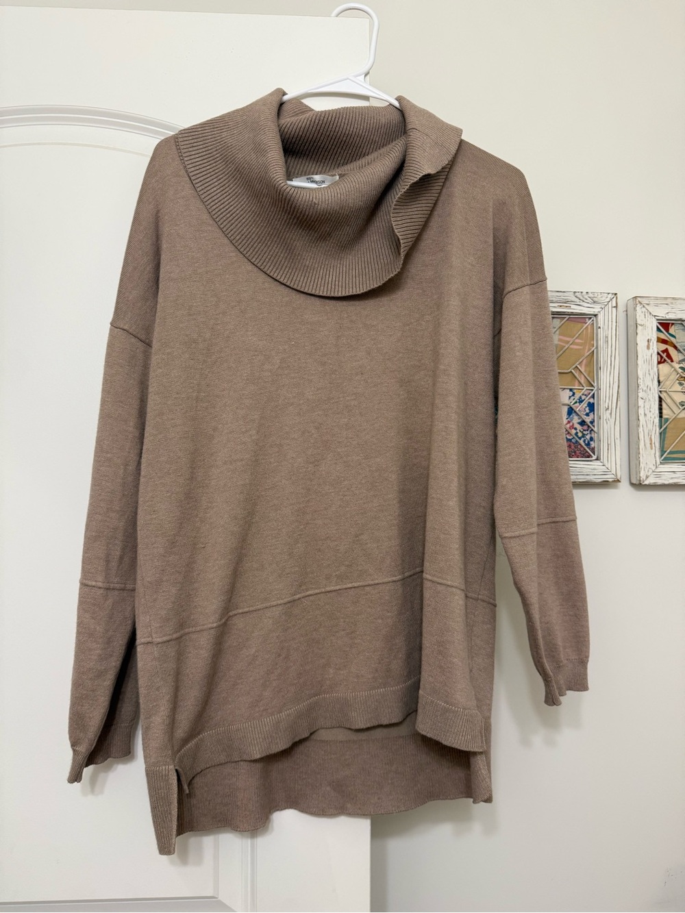 89th & Madison Taupe Cowl Neck Oversized Sweater